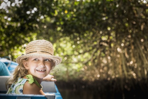 Caucasian girl smiling outdoors