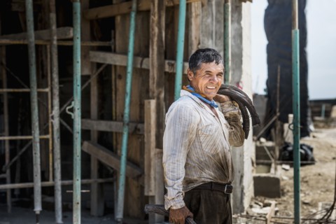 Hispanic construction worker at construction site