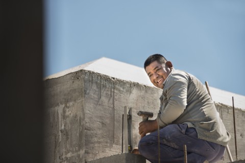 Hispanic construction worker at construction site