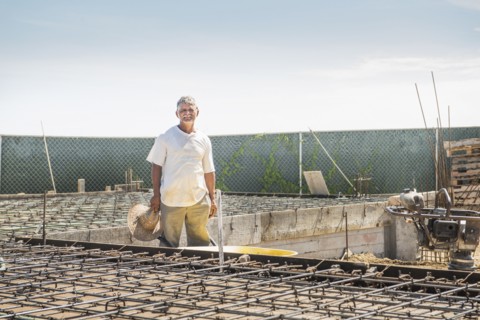 Hispanic construction worker at construction site