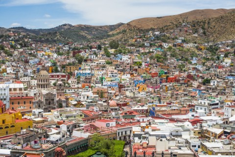 Aerial view of Guanajuato cityscape