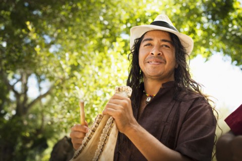 Musician performing in park