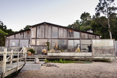 Exterior of house on beach