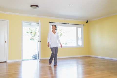 Woman admiring new home