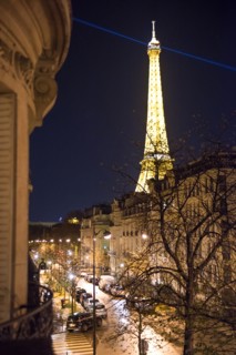 Eiffel tower illuminated at night