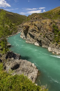Rock formations over remote river