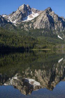 Reflection of mountain in still lake
