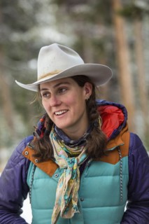 Smiling Caucasian woman in winter