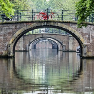 Bicycles on bridges over urban canal