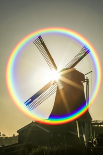 Lens flare around windmill