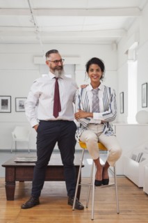 Portrait of a smiling businessman and businesswoman