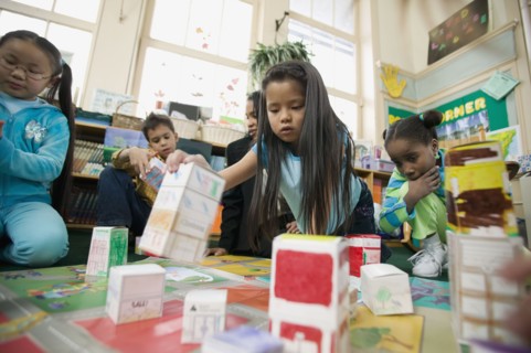 Multi-ethnic students in classroom