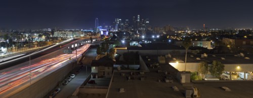 City and highway at night