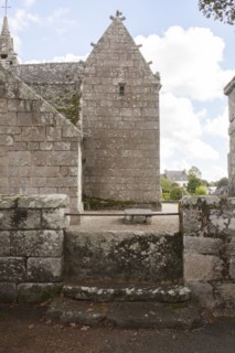 Ancient stone church and courtyard
