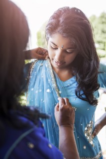 Indian mother and daughter in traditional clothing