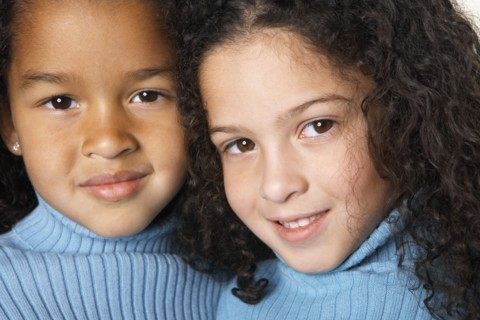 Close up of two young girls