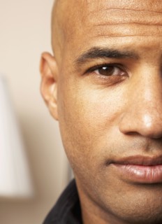 Close up of Mixed Race man's face