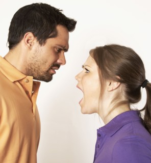 Mixed Race woman yelling at boyfriend