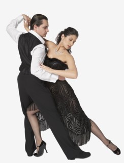 Multi-ethnic couple tango dancing