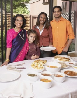 Indian family at dinner table