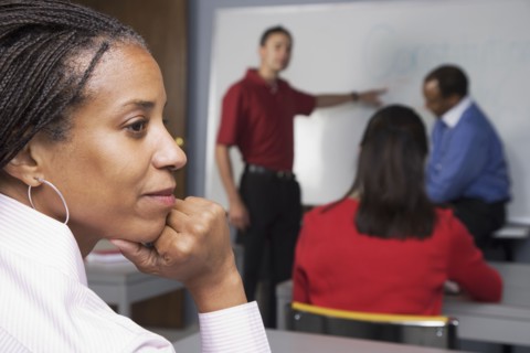 African American woman in class