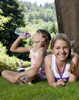 Caucasian girls relaxing in park