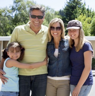Caucasian family smiling