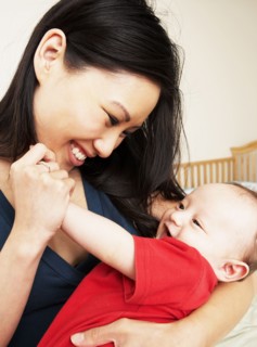 Mother holding baby