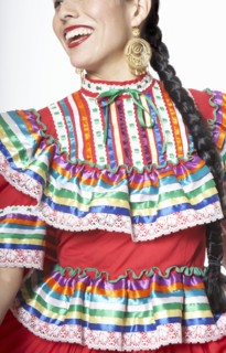 Hispanic woman wearing traditional clothing