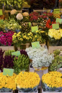 Various flowers for sale in market stall