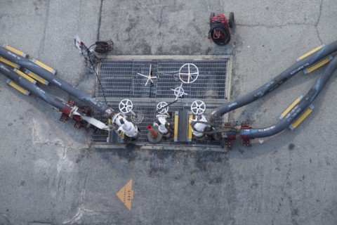 Close up of oil pumping valves