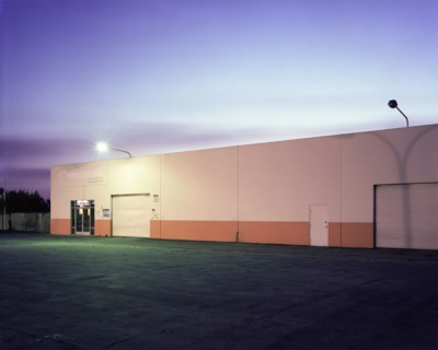 Floodlights over industrial garage doors