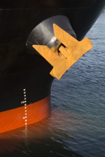 Anchor and depth markings on ship