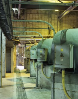 Machinery in a row in factory