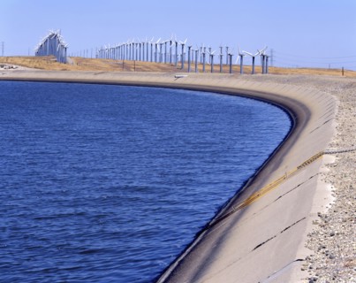 Wind farm at waterfront