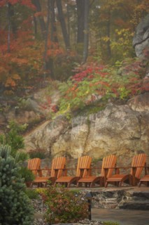 Row of deck chairs at spa