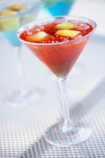 Close up of exotic cocktail in martini glass