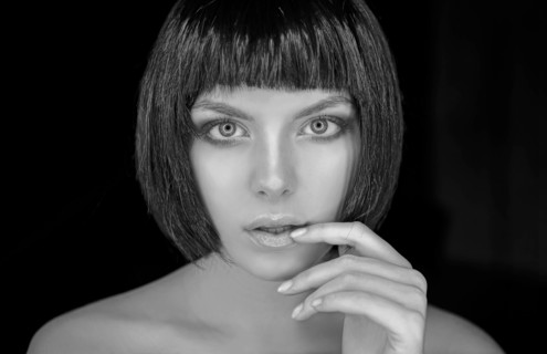 Portrait of serious Caucasian woman