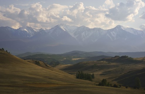 Scenic view of mountains and rolling landscape