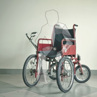 Outline of patient in wheelchair