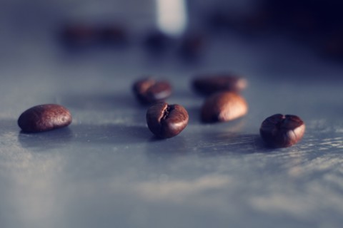 Close up of coffee beans on table