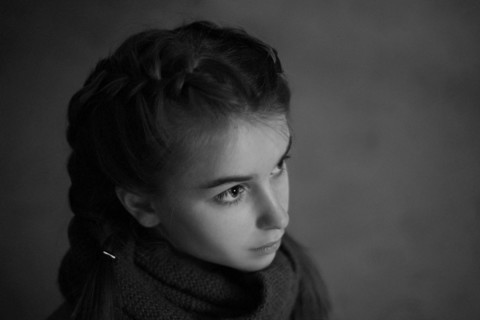 Serious Caucasian teenage girl