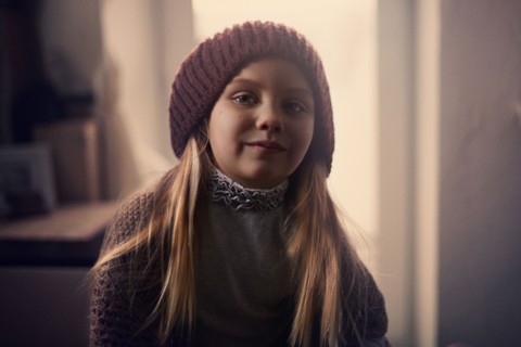 Caucasian girl wearing beanie hat