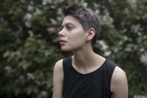 Pensive Caucasian woman