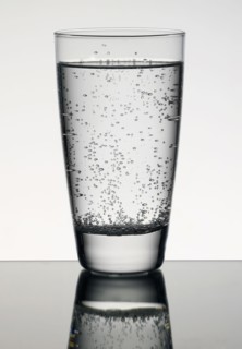 Carbonated water in glass
