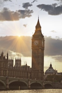 Sunbeams on Big Ben clock tower
