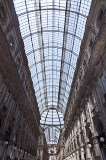 Low angle view of ornate glass ceiling
