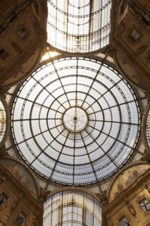 Low angle view of ornate glass ceiling