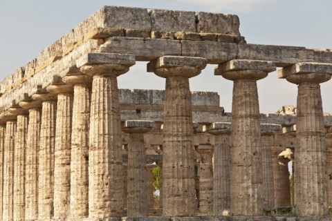 Ancient ruins in rural landscape
