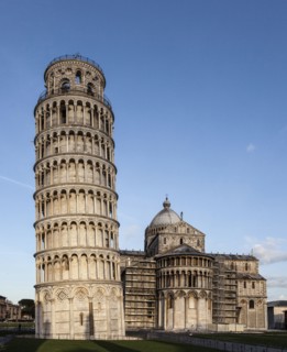 Ornate cathedral and leaning tower